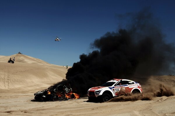 Racing car on a sandy track