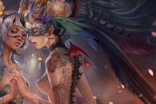 Fantasy picture of dragon girls