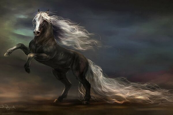 A beautiful horse with a white mane