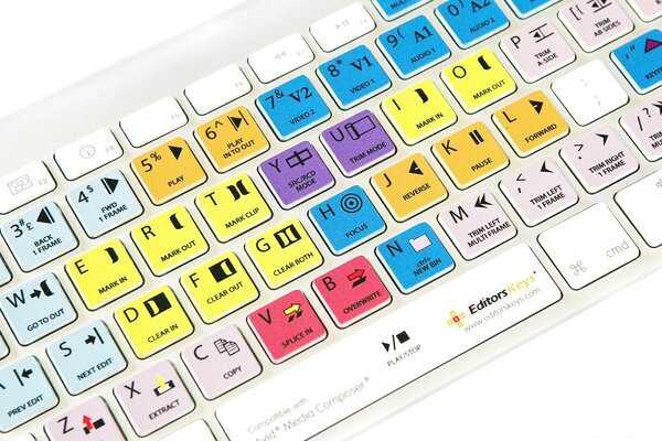 Keyboard with buttons marked with different colors