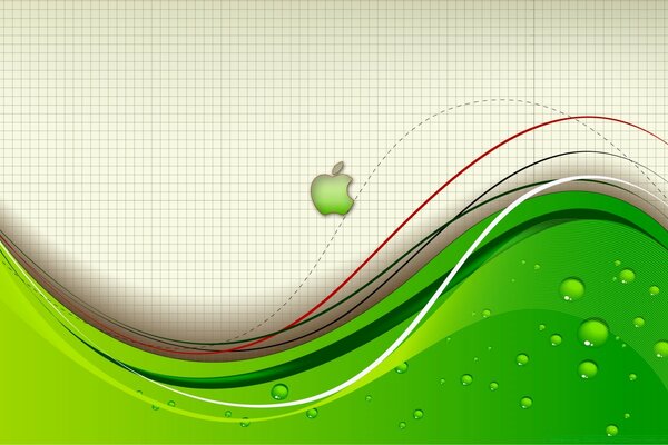 Logotipo de Apple sobre fondo blanco y verde