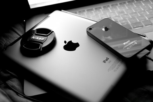 Modern devices in monochrome photo