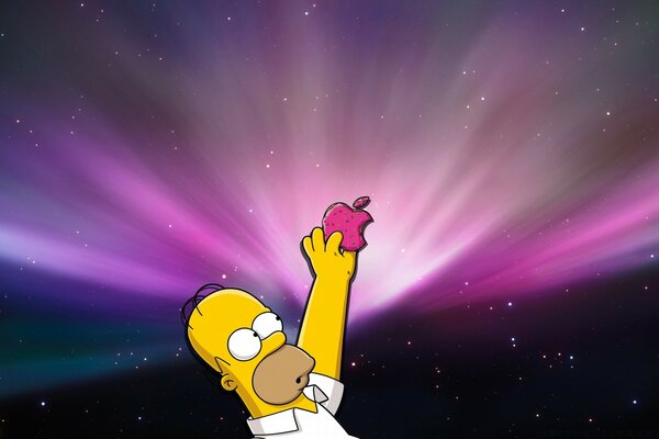 Homer Simpson with Apple apple