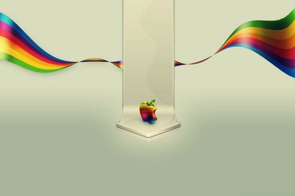 Regenbogenfarbenes Apple-Logo in einer halben Umdrehung