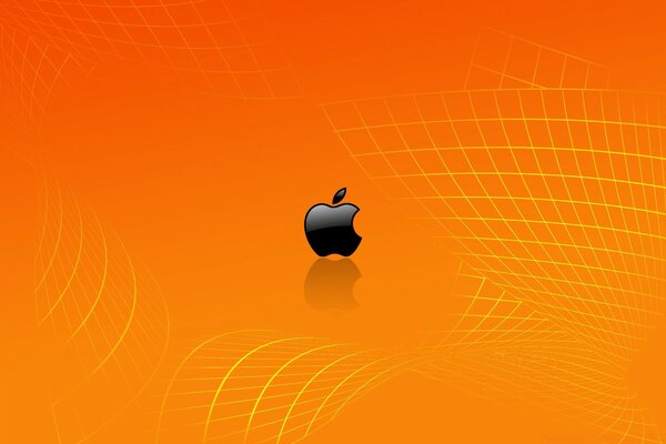 Black mac logo on orange background