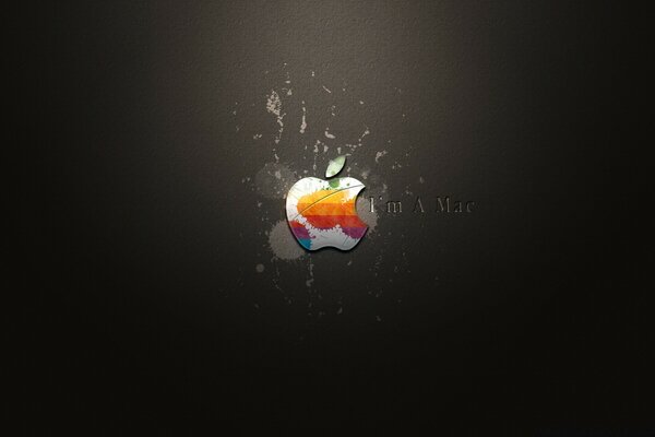 Apple logo with colored blots on a dark background