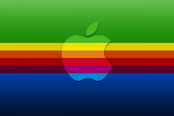 An apple on a background of colored lines