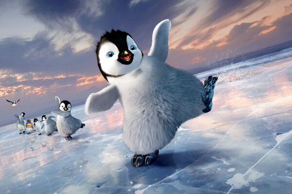 Penguenler buz üzerinde sürüler halinde hareket ederler. Resim