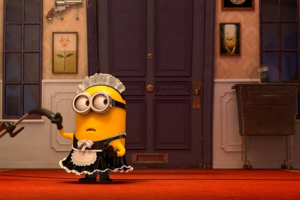 Dessin animé Despicable Me Minion Maid avec aspirateur