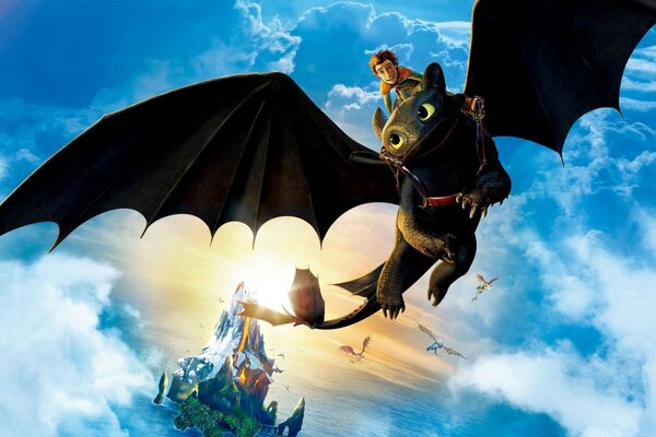 Dragon dans le ciel. Fond d écran Cartoon. Fantasy
