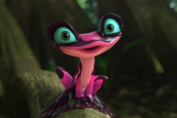 La rana rosa del cartone animato americano Rio 2 