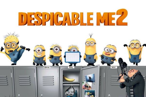 Illustration de Despicable me 2 avec des sbires sur les casiers