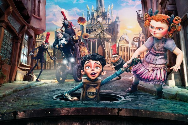 A girl rescues a boy from a manhole