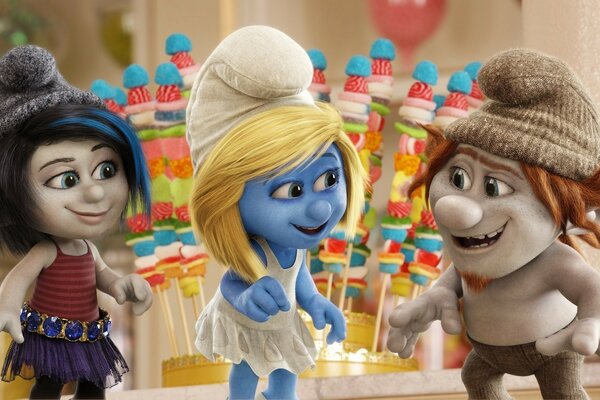 Les Schtroumpfs et les trolls en chapeaux joyeux