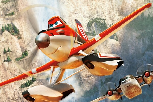 Avion rouge dans le ciel. Chasse dans le ciel