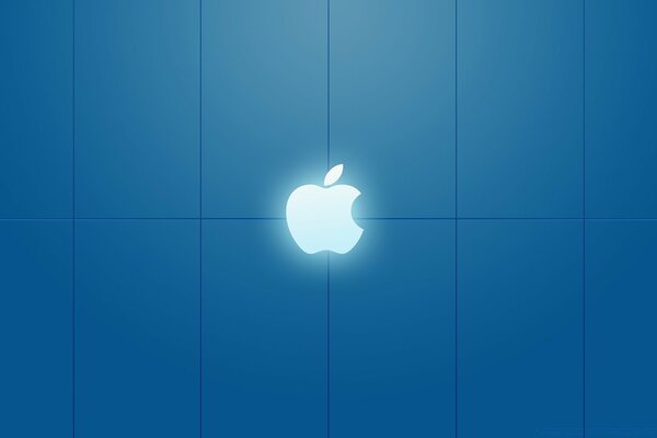 Apple desktop screensaver on a blue background