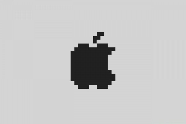 Black Apple sign on a gray background