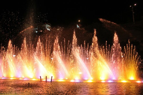 A beautiful festival with fantanes and fireworks