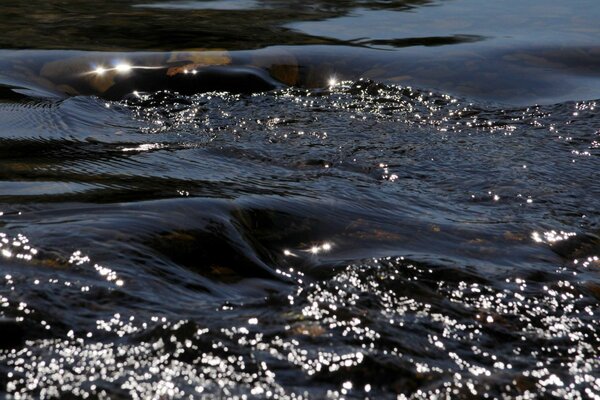 Reflexion von Blendung am Fluss vor der Sonne