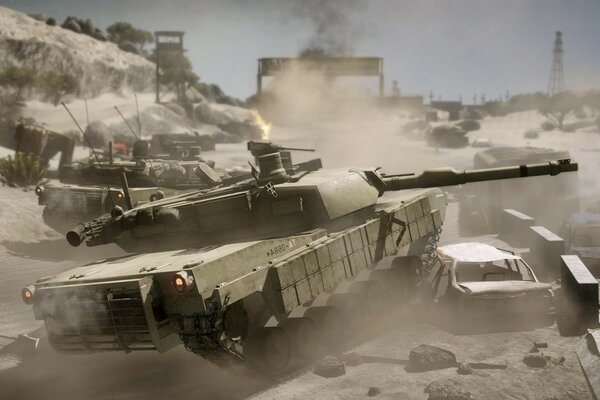 一款以军事为主题的电脑游戏。 坦克和武器