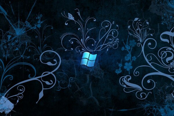 Fondo de pantalla oscuro con ilustración de windows hermoso diseño