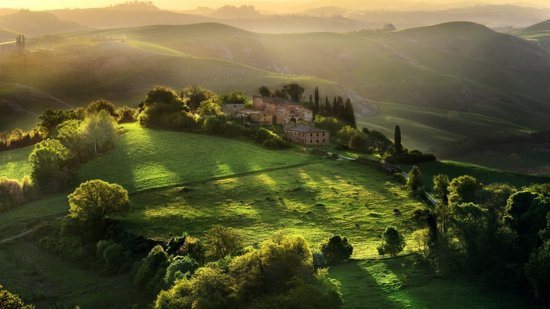 fields meadows and valleys landscape nature hill grass tree water sky travel outdoors sunset summer scenic mountain countryside dawn valley cloud rural hayfield