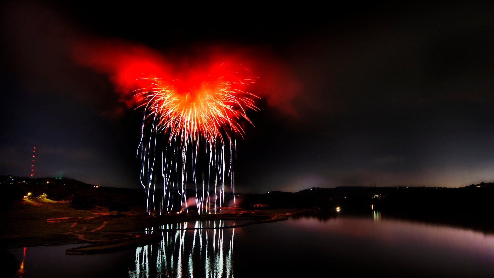 saint valentin feux d artifice coucher de soleil flamme soirée flash festival sombre eau noël