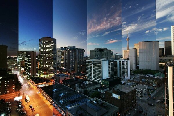 Vista de pájaro de la ciudad en diferentes climas