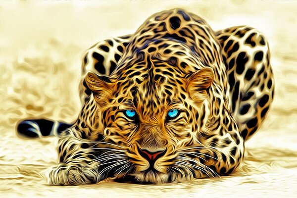 Blue-eyed leopard on the template