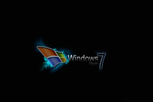 Helles Windows 7-Logo-Design auf schwarzem Hintergrund