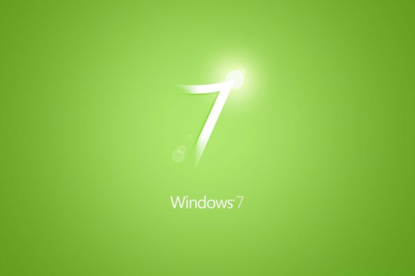 Parlak yeşil bir arka plan üzerinde Windows 7 yazısı