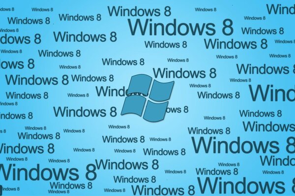 Windows 8-Schriftzug auf blauem Hintergrund