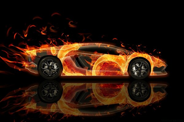 Огненный дизайн спортивной машины