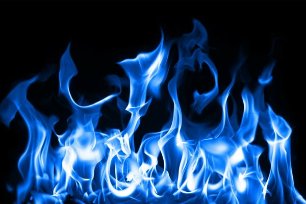 Blue fire on a dark background