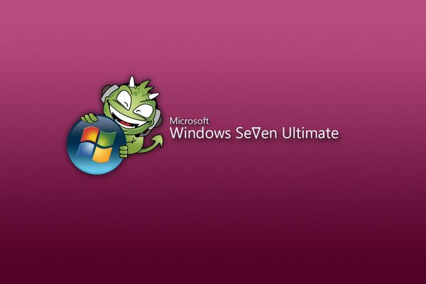 Microsoft Windows seven ultimate auf burgundem Hintergrund