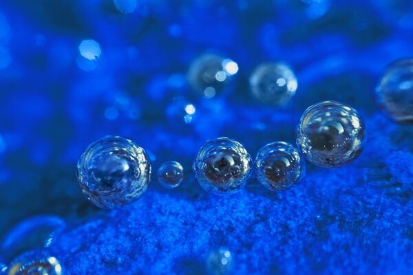 Transparent bubbles on the blue bottom