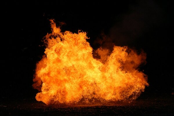 Blazing fire on a black background