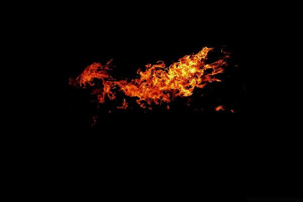 Blazing fire on a black background