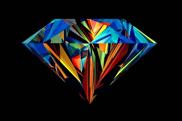 Multicolored diamond on a black background