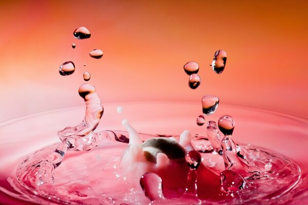 Spruzzi d acqua su sfondo rosa