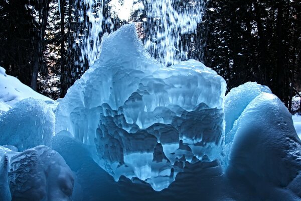 Frozen water at subzero temperatures forms into ice