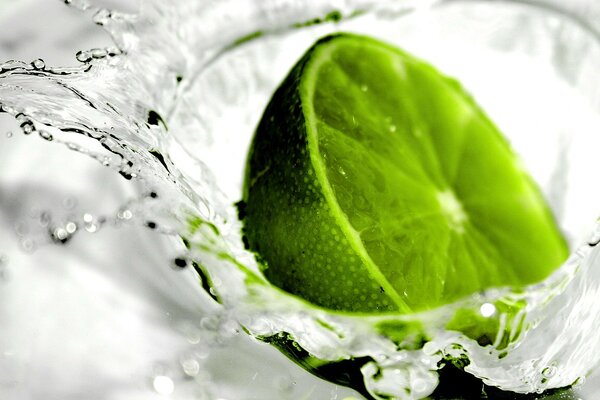 Lime drowning in a glass of water