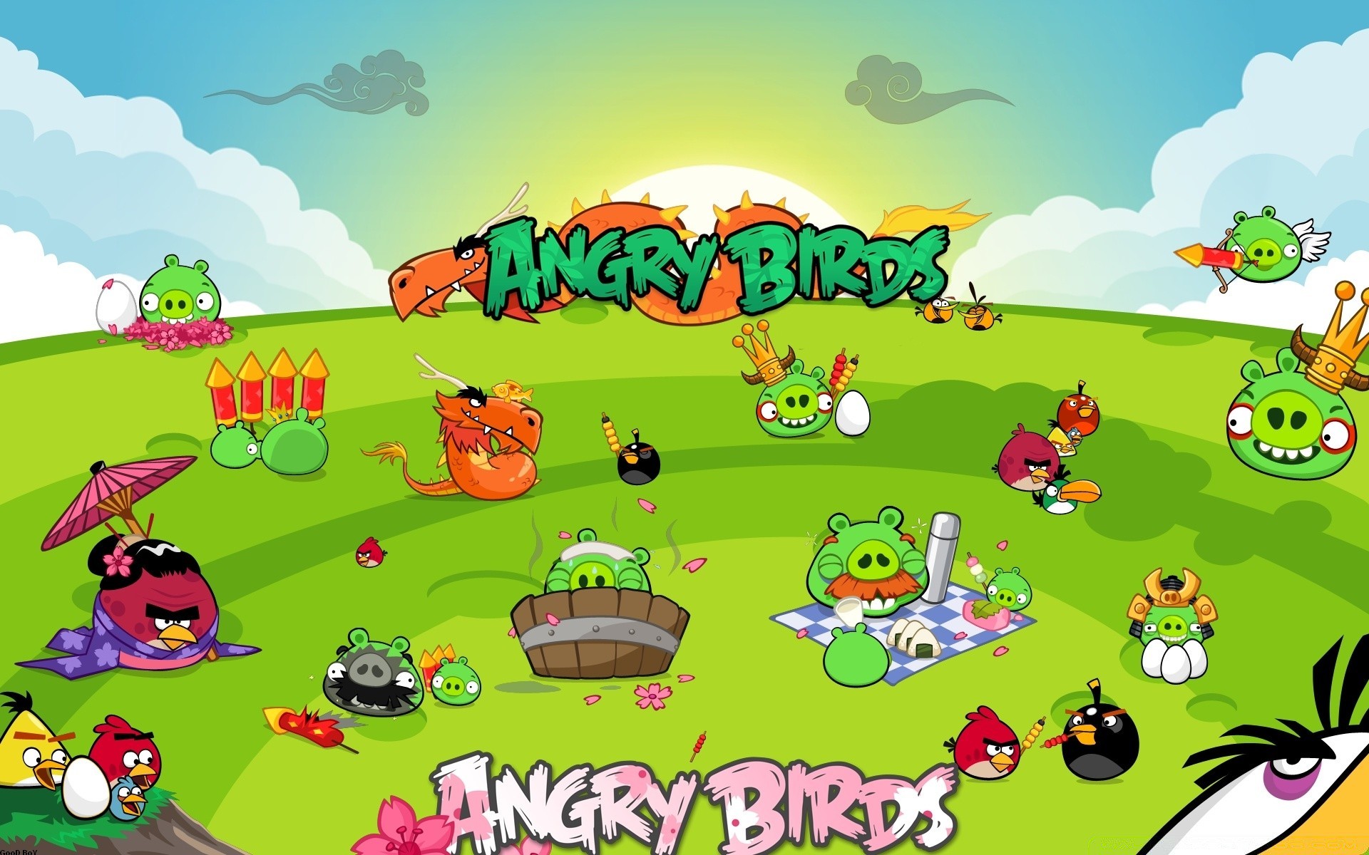 angry birds illustration sketch vector nature grass sky fun animal child graphic