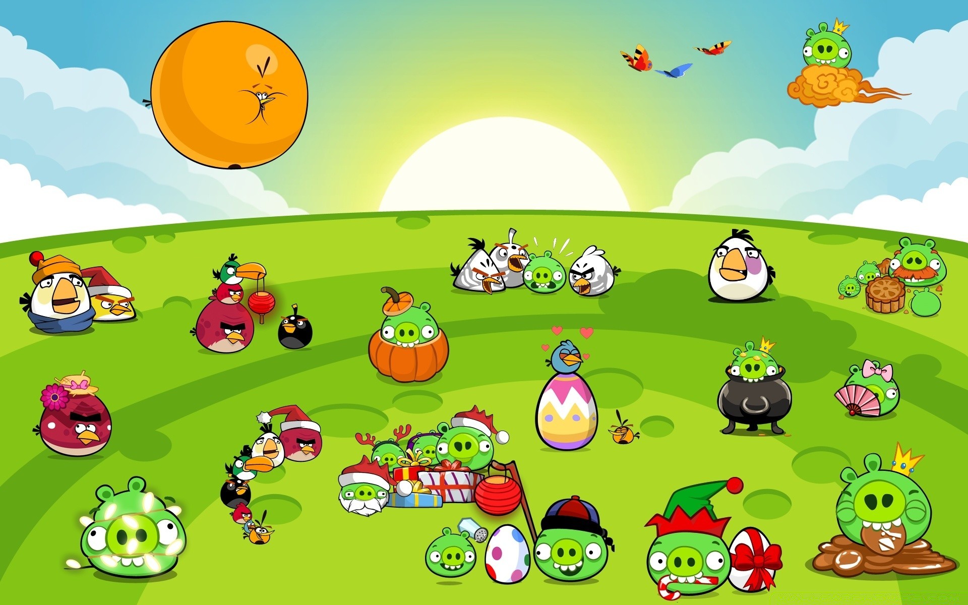 angry birds ilustração esboço vetor criança diversão natureza fofa ovelhas árvore céu grama gráfico animal