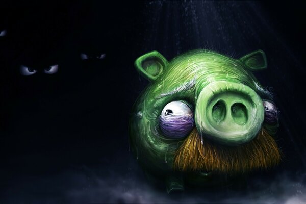 Illustration du jeu angry birds en noir et vert