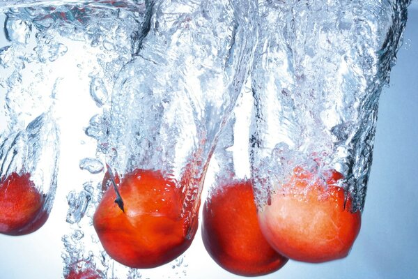 Fruit in the water. Crystal water