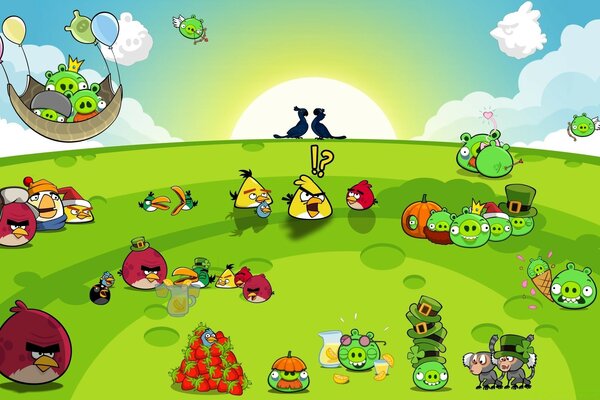 Ilustración infantil del juego angry birds