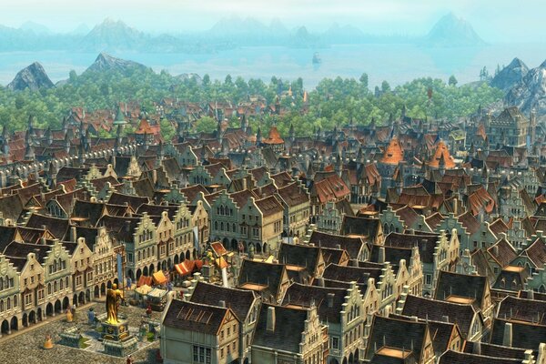 A densely populated city of the Middle Age