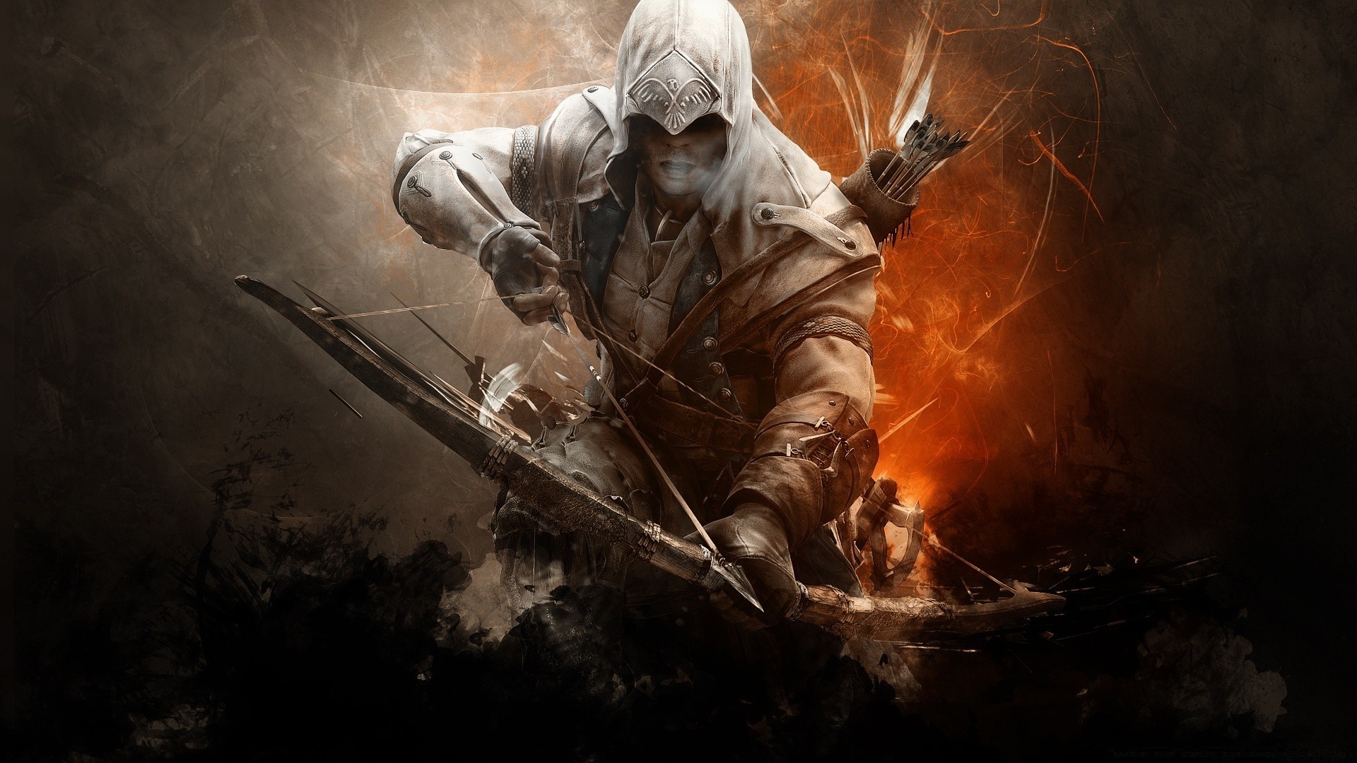 assassin s creed humo llama hombre peligro solo adulto casco arte armas