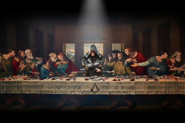 An assassin at a long table